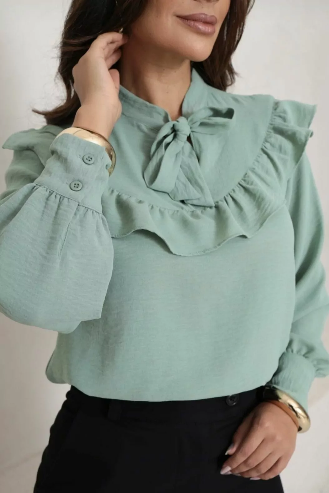 Blusa de babados cor menta